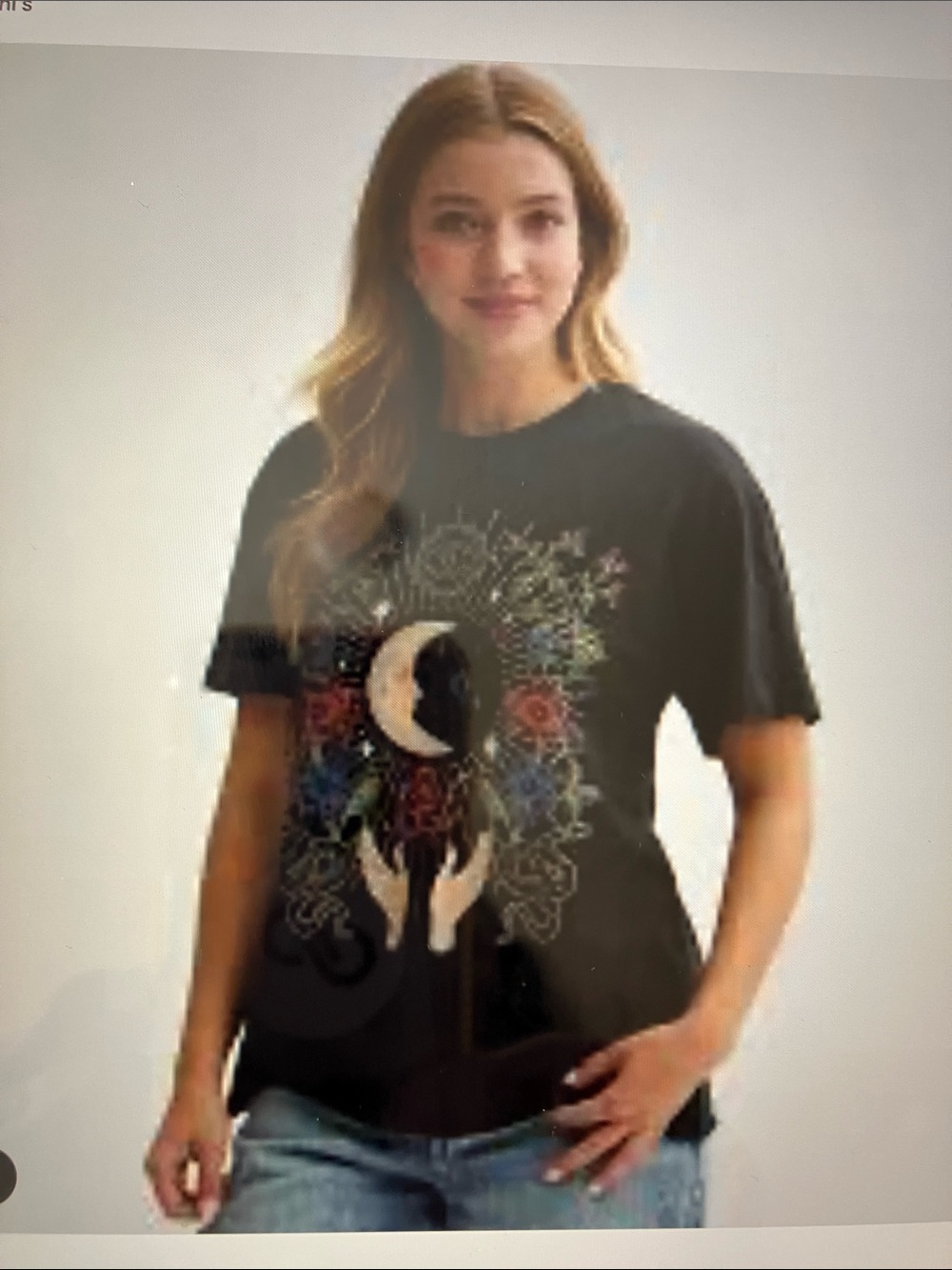 Hybrid Black Crescent & Mandala Short Sleeve Graphic Tee